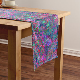 Abstract Psychedelic Rainbow Colours Foliage Garde Short Table Runner
