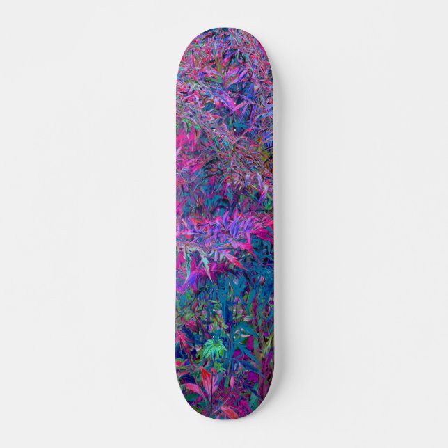 Abstract Psychedelic Rainbow Colours Foliage Garde Skateboard (Front)