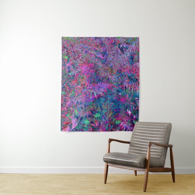 Abstract Psychedelic Rainbow Colours Foliage Garde Tapestry (In Situ)