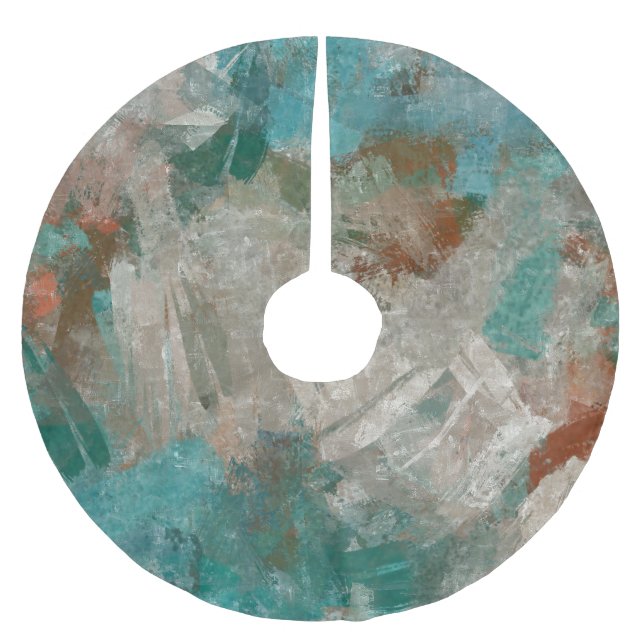 Abstract Psychedelic Strokes Texture. Brushed Polyester Tree Skirt (Front)