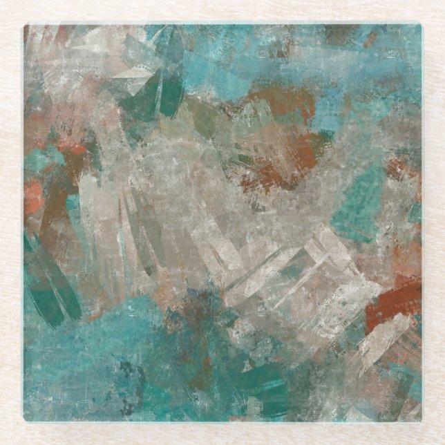 Abstract Psychedelic Strokes Texture. Glass Coaster (Front)