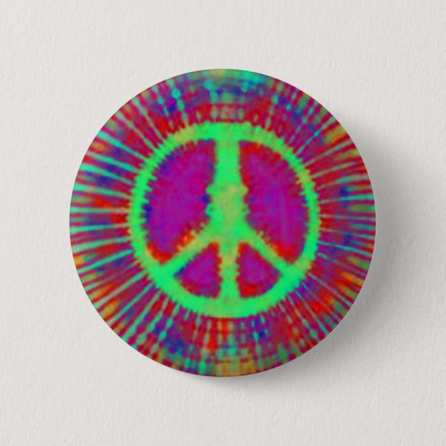 Abstract Psychedelic Tie-Dye Peace Sign 6 Cm Round Badge (Front)