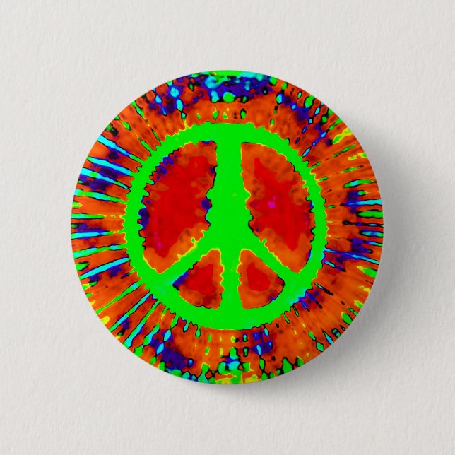Abstract Psychedelic Tie-Dye Peace Sign 6 Cm Round Badge (Front)