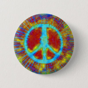 Abstract Psychedelic Tie-Dye Peace Sign 6 Cm Round Badge