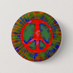 Abstract Psychedelic Tie-Dye Peace Sign 6 Cm Round Badge