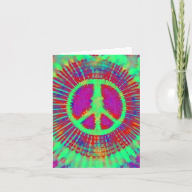 Abstract Psychedelic Tie-Dye Peace Sign Card (Front)