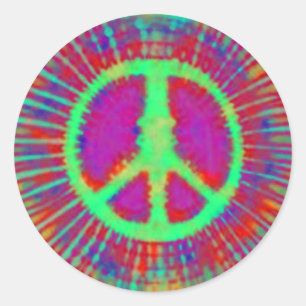 Abstract Psychedelic Tie-Dye Peace Sign Classic Round Sticker
