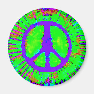 Abstract Psychedelic Tie-Dye Peace Sign Magnet