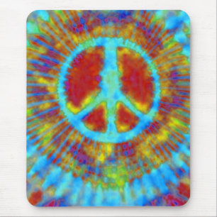Abstract Psychedelic Tie-Dye Peace Sign Mouse Pad