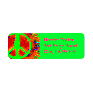 Abstract Psychedelic Tie-Dye Peace Sign Return Address Label