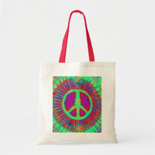 Abstract Psychedelic Tie-Dye Peace Sign Tote Bag