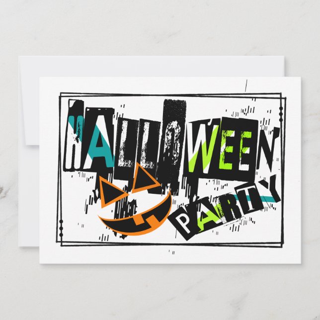 Abstract Pumpkin Face Halloween Party Invitation (Front)