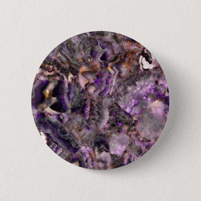 Abstract purple amethyst quartz marble granite  6 cm round badge (Front)