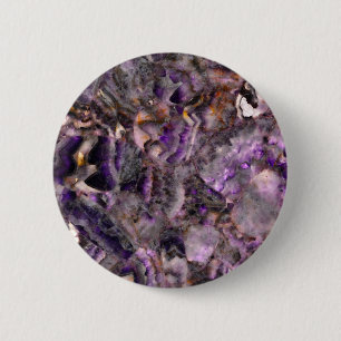 Abstract purple amethyst quartz marble granite  6 cm round badge