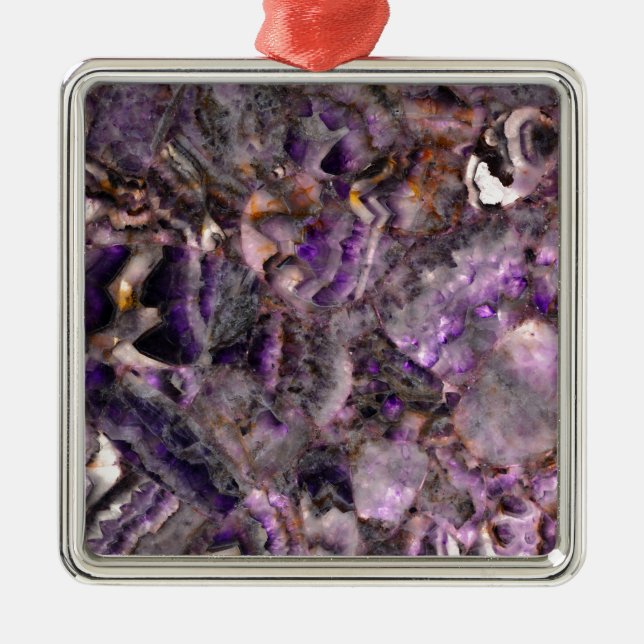 Abstract purple amethyst quartz marble granite  metal ornament (Front)