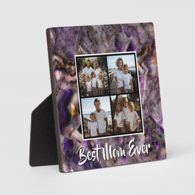 Abstract purple amethyst quartz marble granite mum plaque (Front)