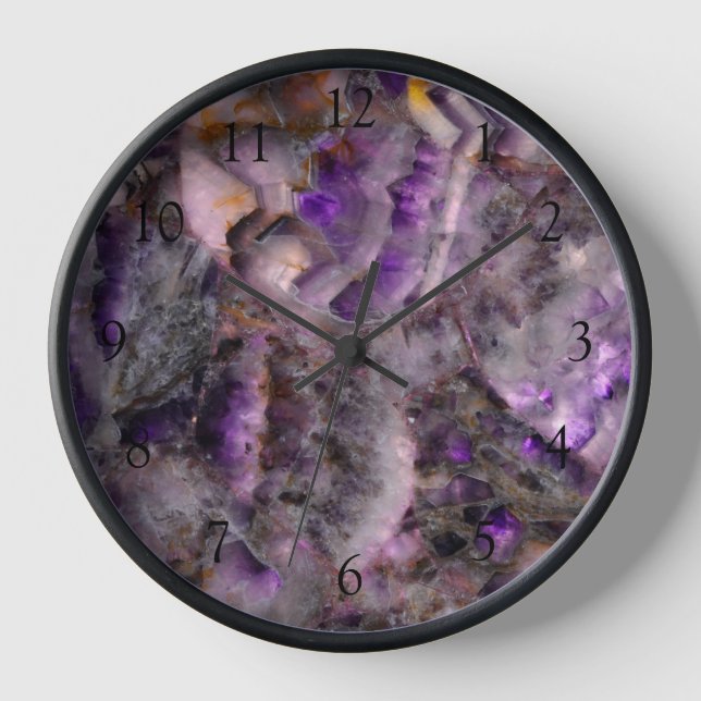 Abstract purple Amethyst Quartz, purple granite Clock (Front)