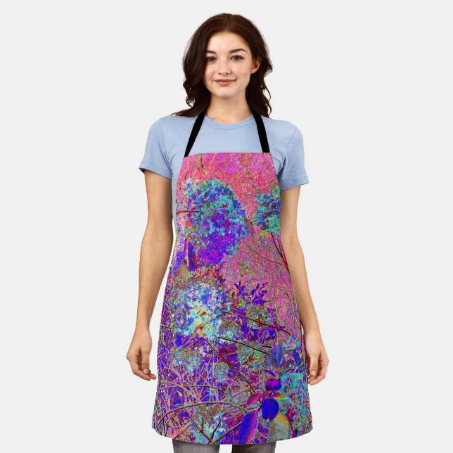 Abstract Purple and Blue Hydrangea with Magenta Apron (Worn)