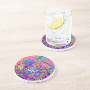 Abstract Purple and Blue Hydrangea with Magenta Coaster