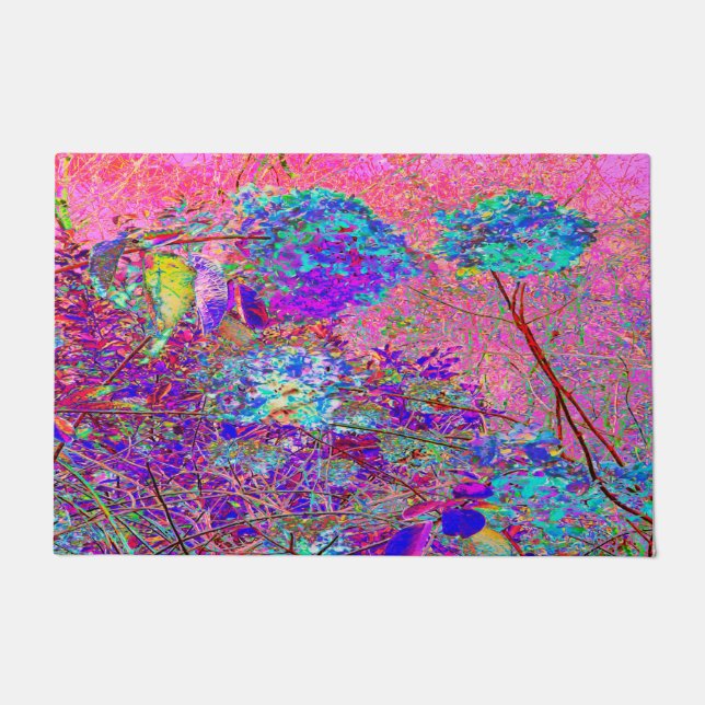 Abstract Purple and Blue Hydrangea with Magenta Doormat (Front)
