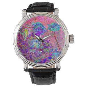 Abstract Purple and Blue Hydrangea with Magenta Watch