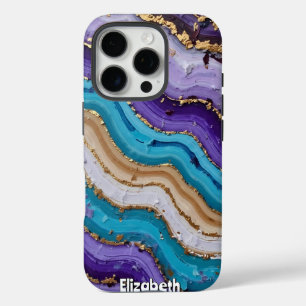 Abstract Purple and Blue Topography iPhone 16 Pro Case