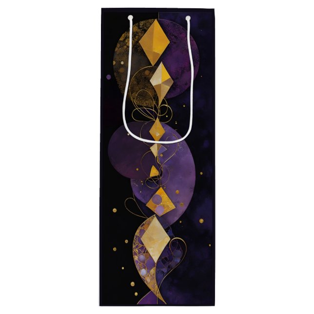 Abstract Purple and Gold Wine Gift Bag (Front)