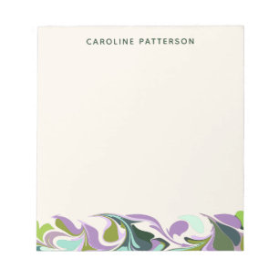 Abstract Purple and Green Marble Art Personalised Notepad