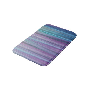Abstract Purple and Teal Gradient Stripes Pattern Bath Mat