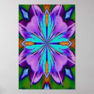 Abstract Purple And Turquoise Kaleidoscope Art Poster