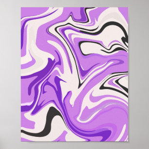 Abstract Purple and White Fluid Art Poster