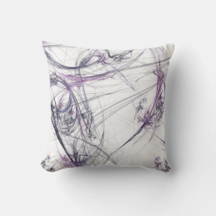 Abstract Purple and White Fractal Pillow
