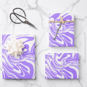Abstract Purple and White Swirl Design Wrapping Paper Sheet