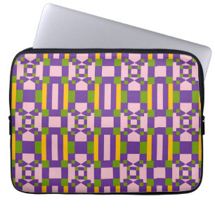 Abstract Purple and Yellow Pattern with Lines Lapt Laptop Sleeve