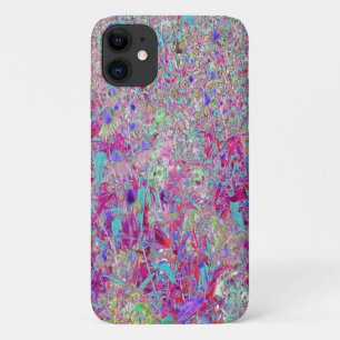 Abstract Purple Aqua and Pink Coneflower Garden iPhone 11 Case
