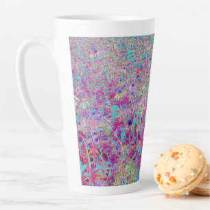 Abstract Purple Aqua and Pink Coneflower Garden Latte Mug