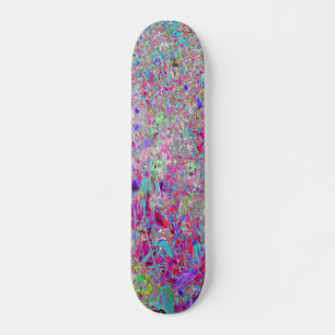 Abstract Purple Aqua and Pink Coneflower Garden Skateboard
