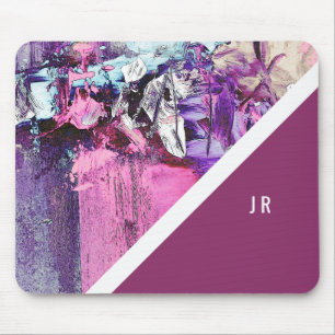 abstract purple + berry tone chic cool marble mouse pad