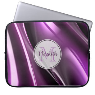 Abstract Purple Black Monogram Laptop Sleeve