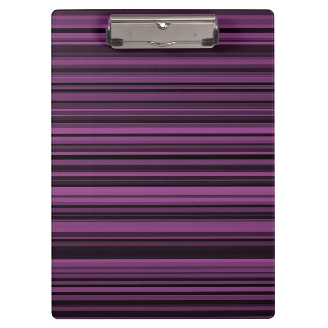Abstract Purple Black Stripes Clipboard (Front)