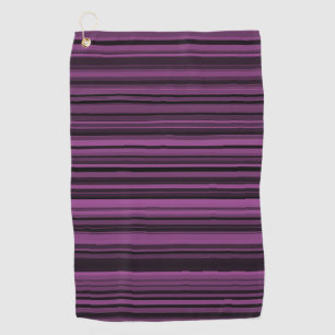 Abstract Purple Black Stripes Golf Towel