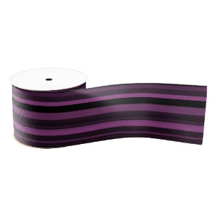 Abstract Purple Black Stripes Grosgrain Ribbon