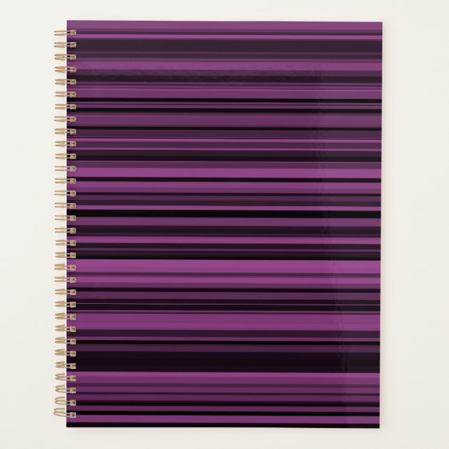 Abstract Purple Black Stripes Planner (Front)