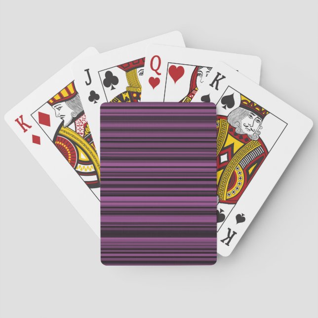 Abstract Purple Black Stripes Playing Cards (Back)