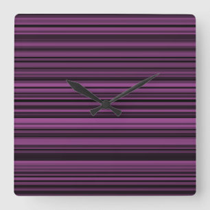 Abstract Purple Black Stripes Square Wall Clock