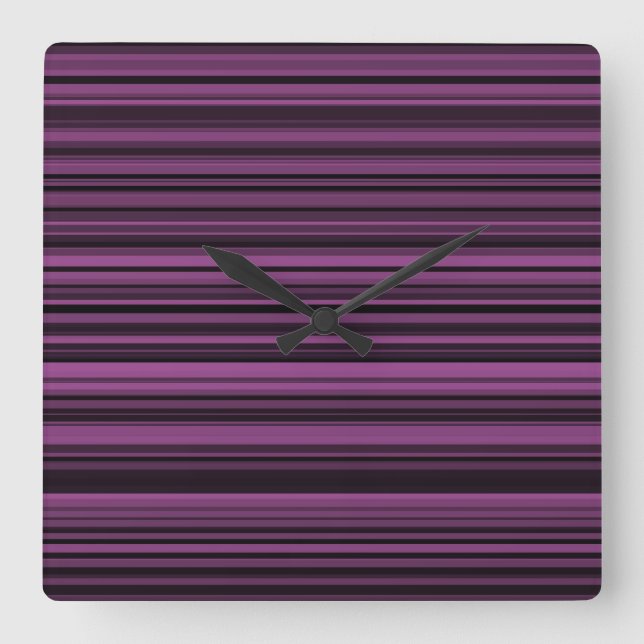 Abstract Purple Black Stripes Square Wall Clock (Front)