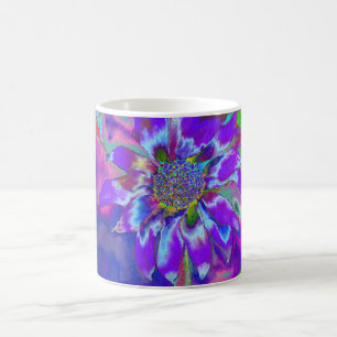 Abstract purple blue floral sunflower retro funky  coffee mug