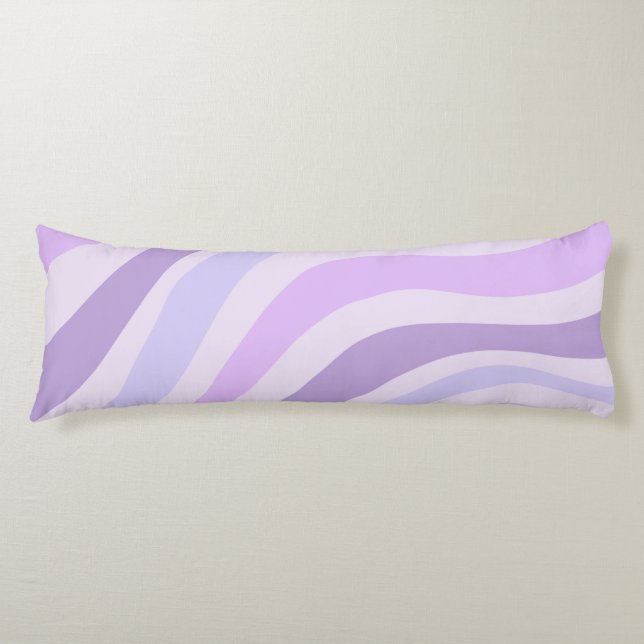 Abstract Purple Blue Groovy Stripe Liquid Pattern Body Cushion (Front)