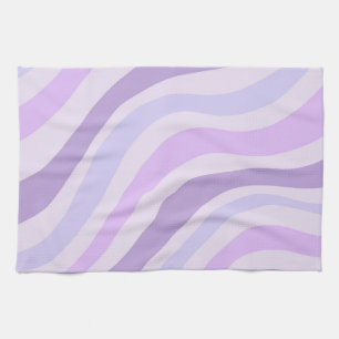 Abstract Purple Blue Groovy Stripe Liquid Pattern Tea Towel
