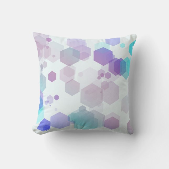 Abstract Purple-Blue Hexagon - Shape Pattern Cushion (Front)